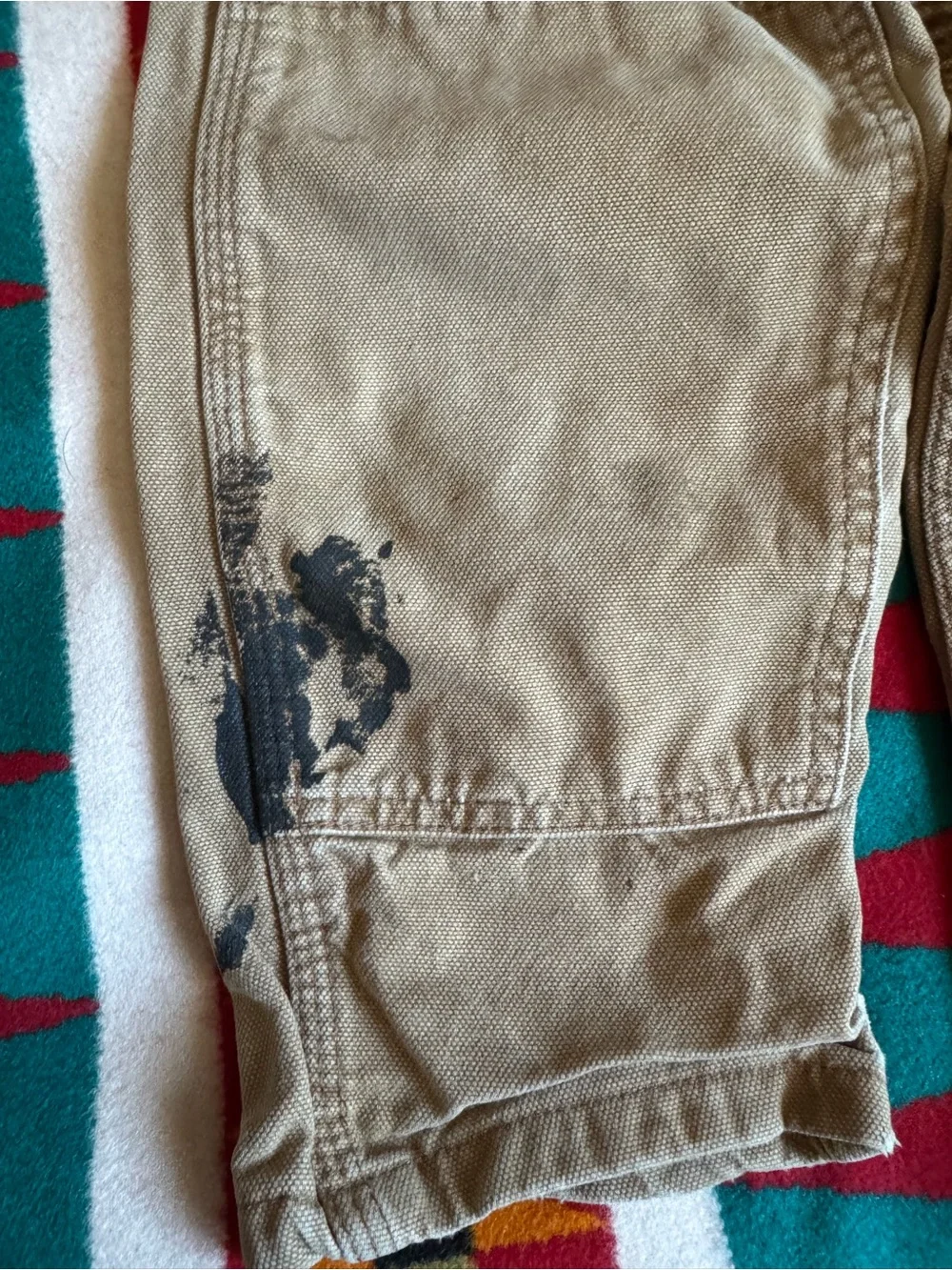 Carhartt Kids Tan Canvas Overalls - Distressed